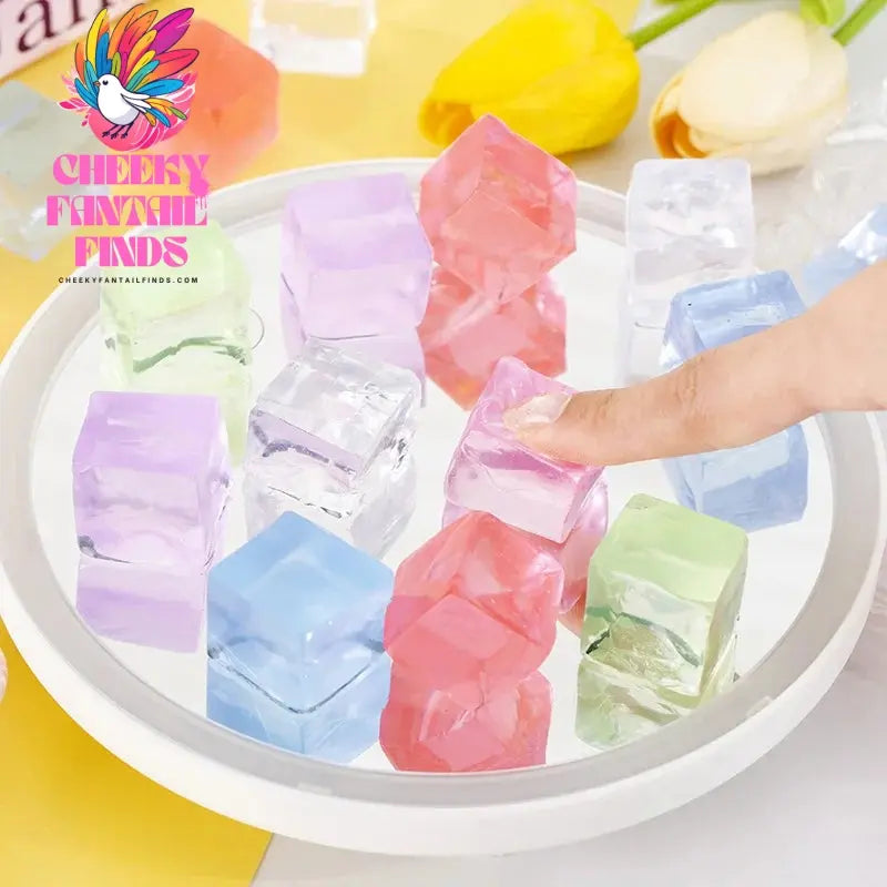 Square Ice Stress Ball Fidget Toys Stress Relief ADHD Autism Sensory Toys Soft Squishy Toys Party Favors Gifts for Kids Adults Cheeky Fantail Finds