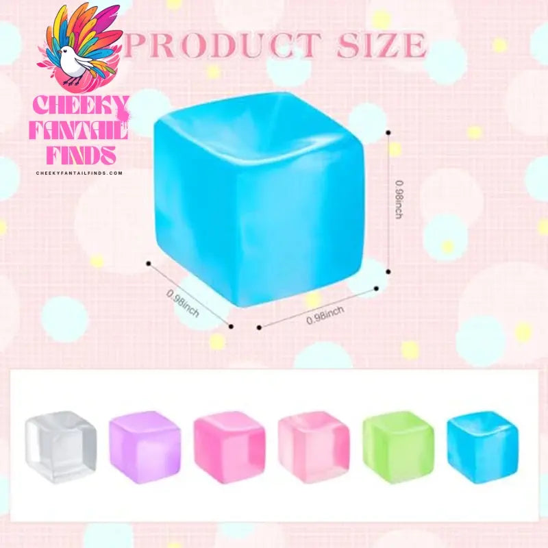 Square Ice Stress Ball Fidget Toys Stress Relief ADHD Autism Sensory Toys Soft Squishy Toys Party Favors Gifts for Kids Adults Cheeky Fantail Finds