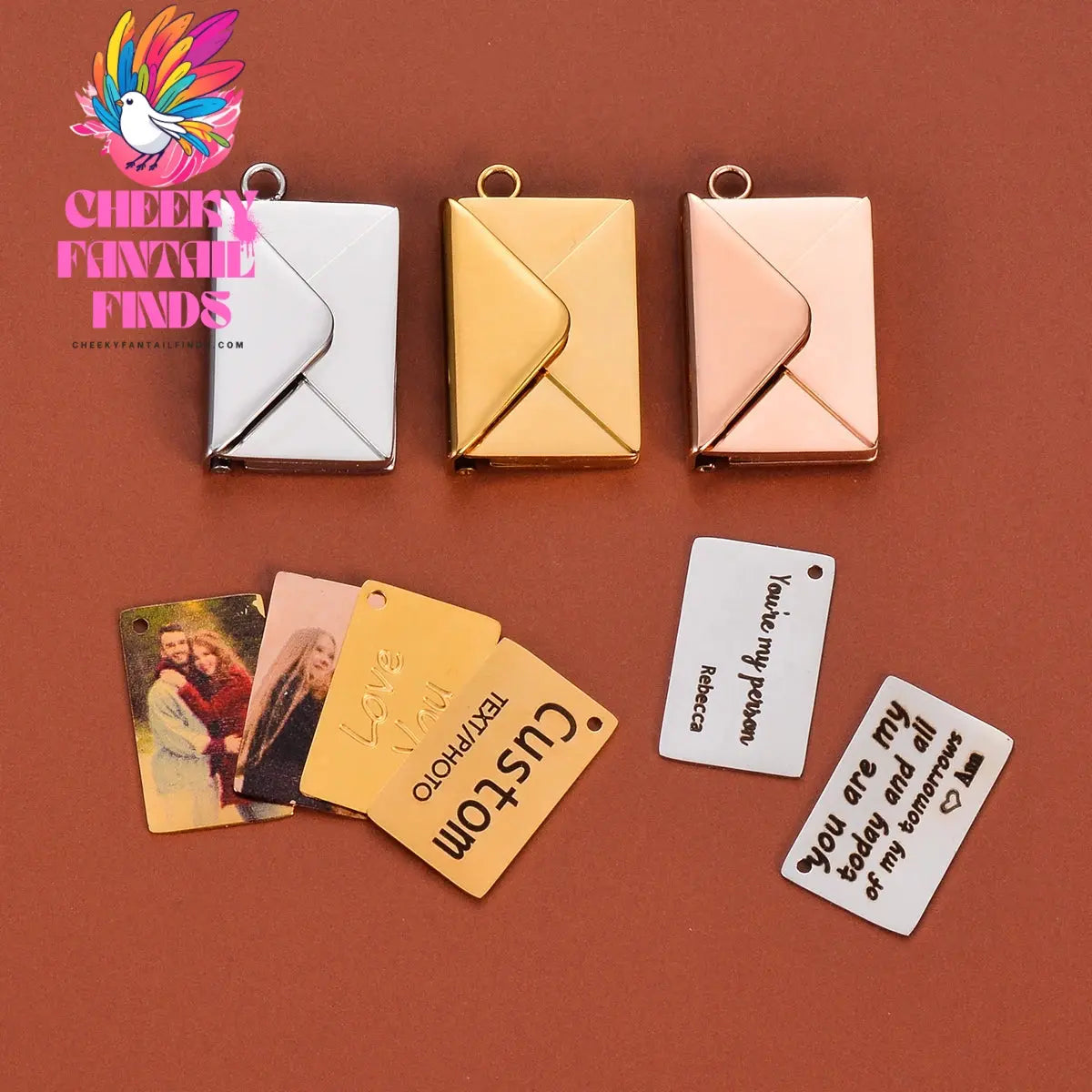 Stainless Steel Customized Letter Envelope Necklace Locket Jewelry Secret Love Note Pendant Engraved Note Photo for Women Cheeky Fantail Finds