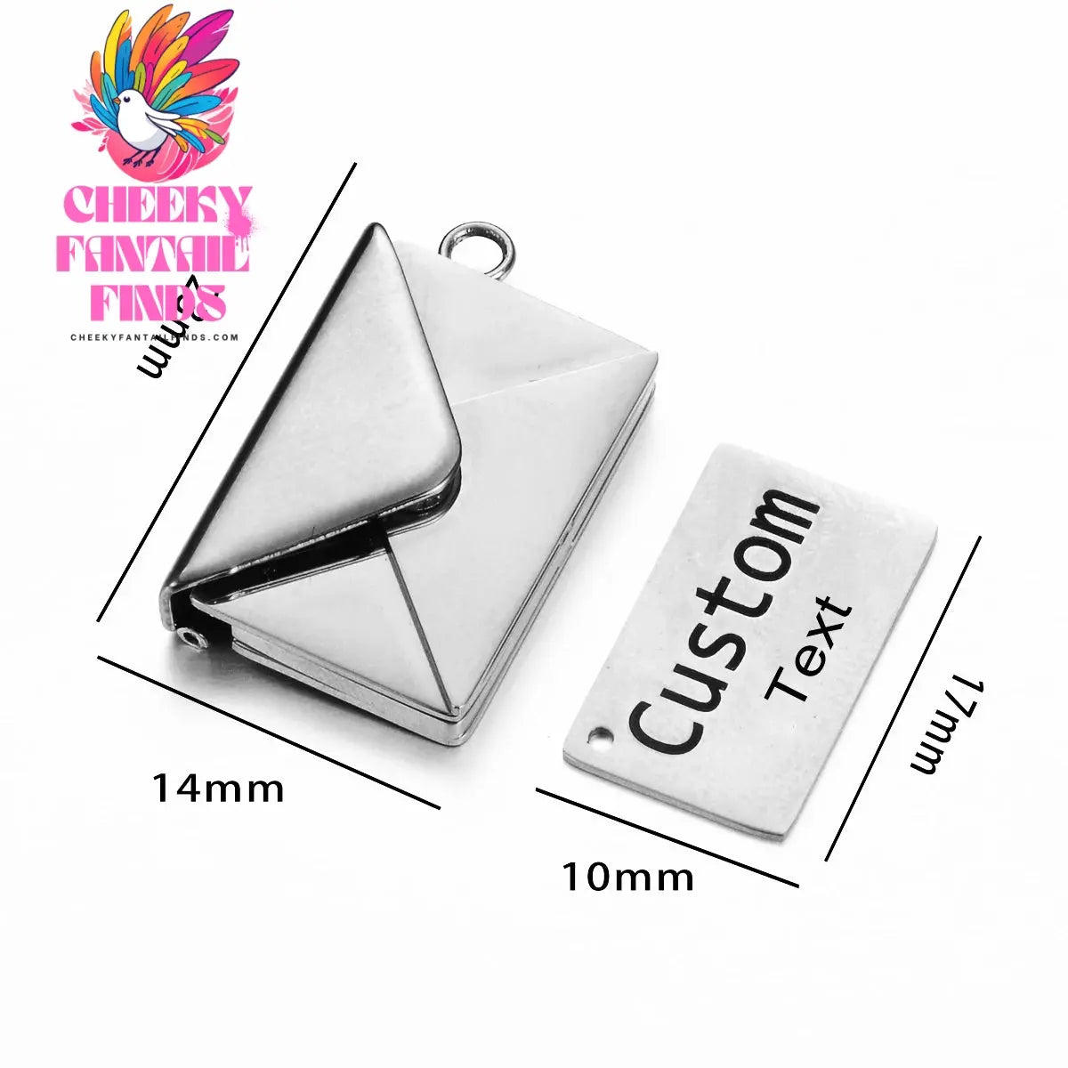 Stainless Steel Customized Letter Envelope Necklace Locket Jewelry Secret Love Note Pendant Engraved Note Photo for Women Cheeky Fantail Finds