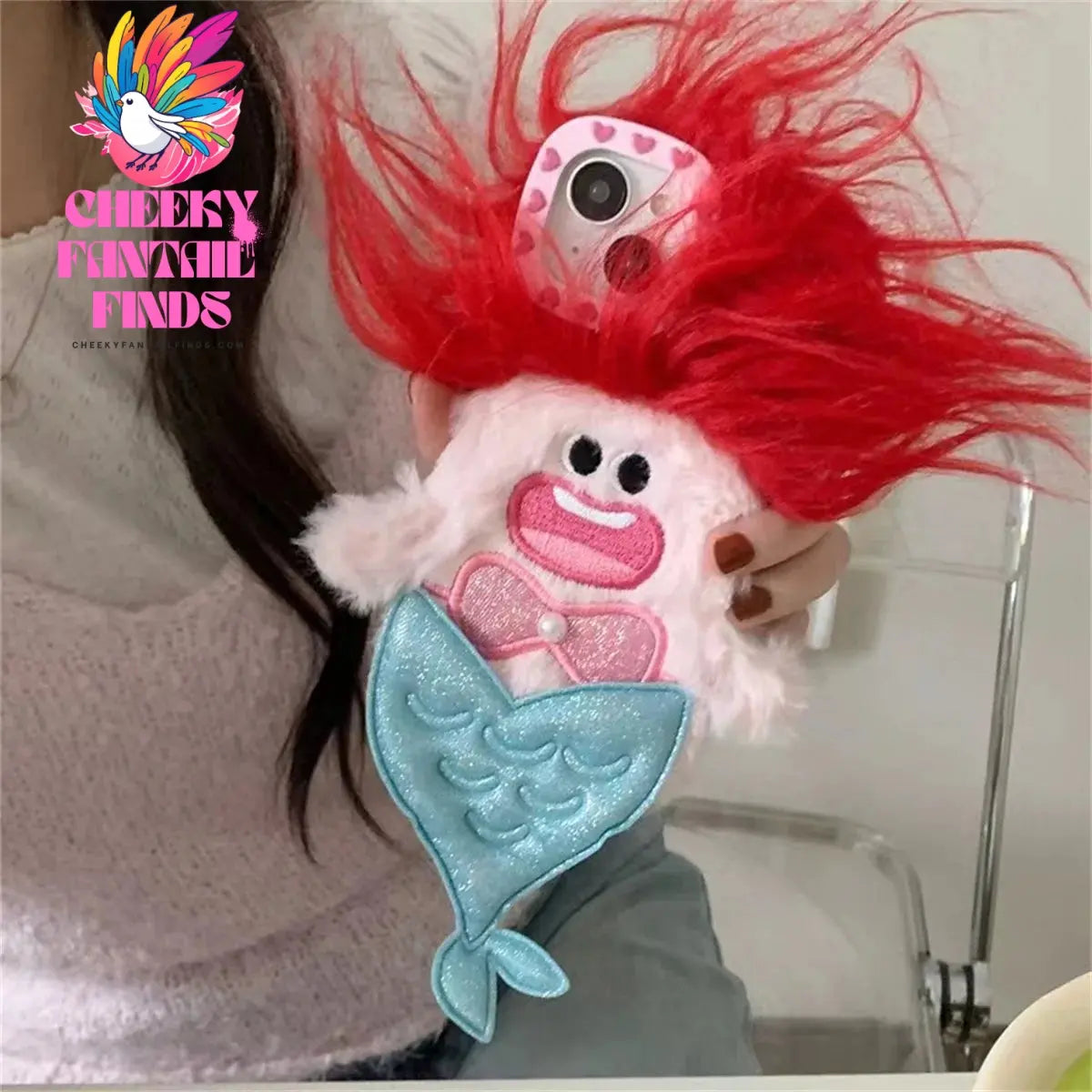 Suitable For Ugly And Cute Cartoon Mermaid Monster iPhone 15 Pro Max 14 Phone Case 13Pro iPhone 12 11 Plush Fall Protection Case Cheeky Fantail Finds