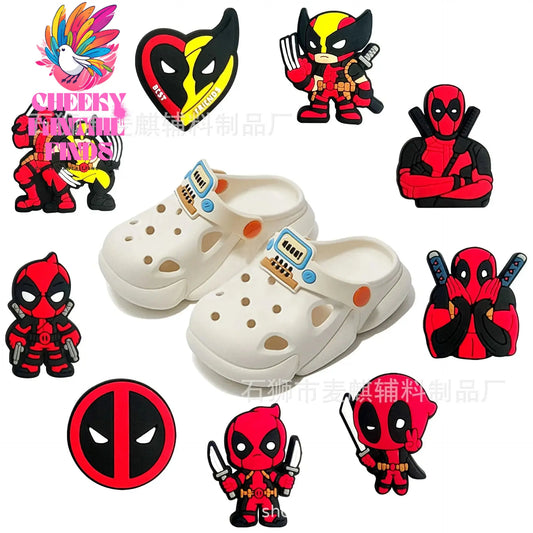 Superheroes Movie Deadpool Wolverine Shoe Buckle Set Slipper Accessories DIY Decoration Children's Toys Birthday Gifts Cheeky Fantail Finds