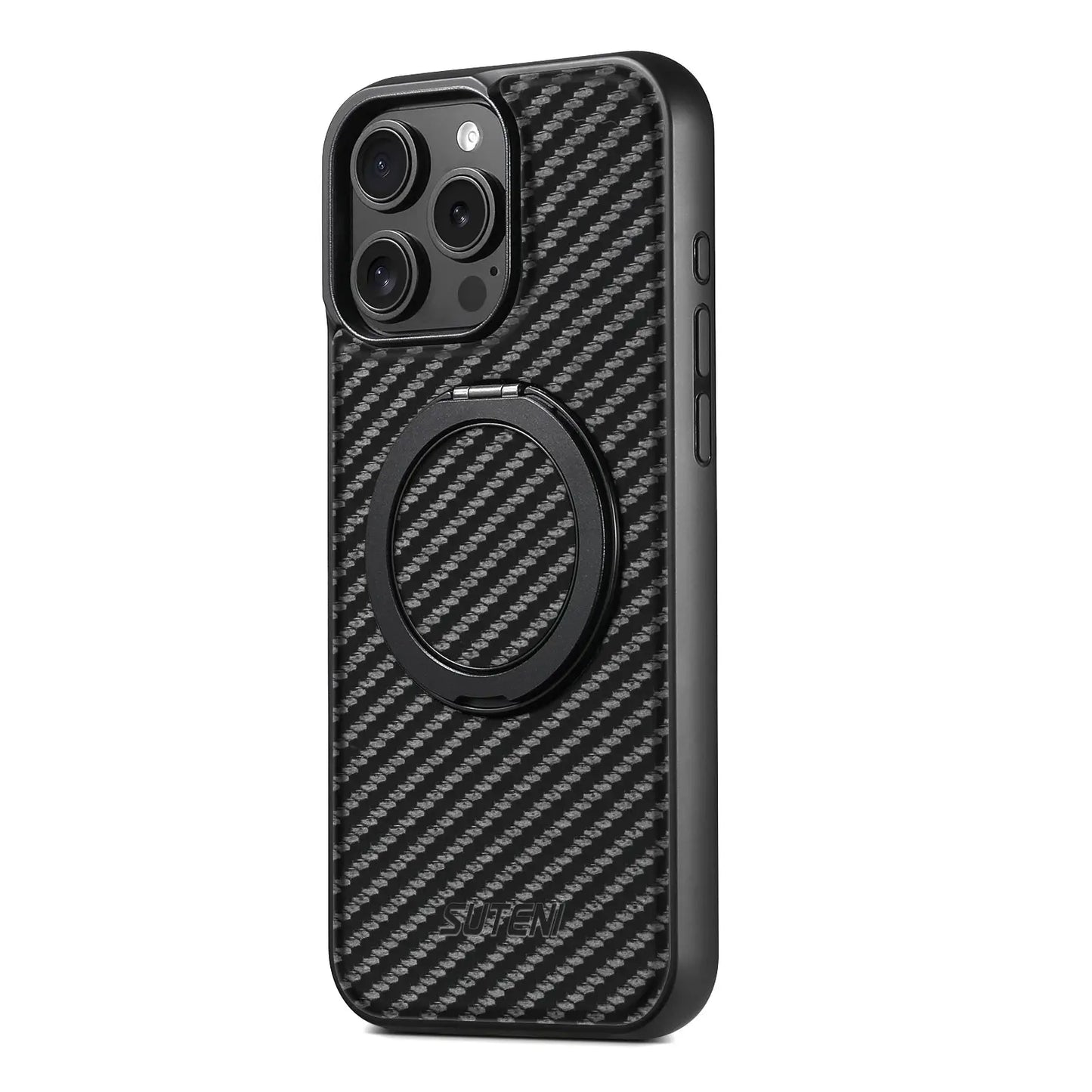 Suteni Wireless Charging Mobile Phone Case 360° Rotating Stand PU Leather Ring Buckle For iPhone 16 Pro Max 15 Plus 14 13 12 Cheeky Fantail Finds