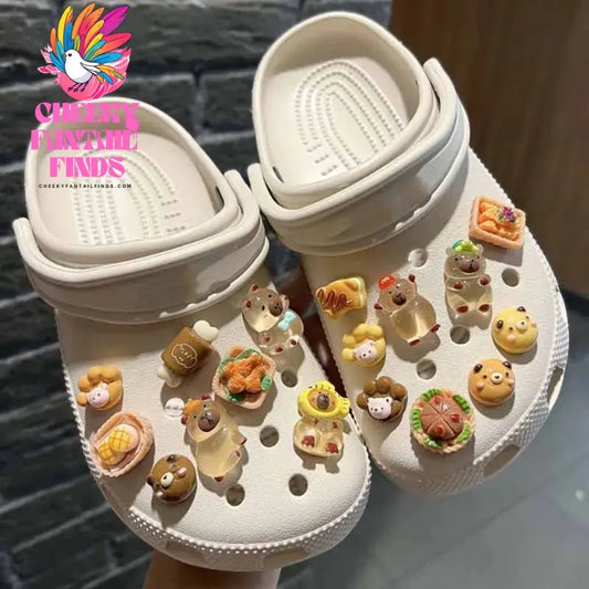 Sweetheart Capybara Set Shoes Accessories Charming Cartoon Cake Shoe Buckles DIY Soft Adhesive Adults Creative Gift Cheeky Fantail Finds