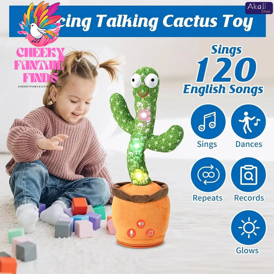 Talking Cactus Toy with LED 120 English Songs Singing Musical Toys Repeat What You Say Suitable for Babies and Toddlers Cheeky Fantail Finds