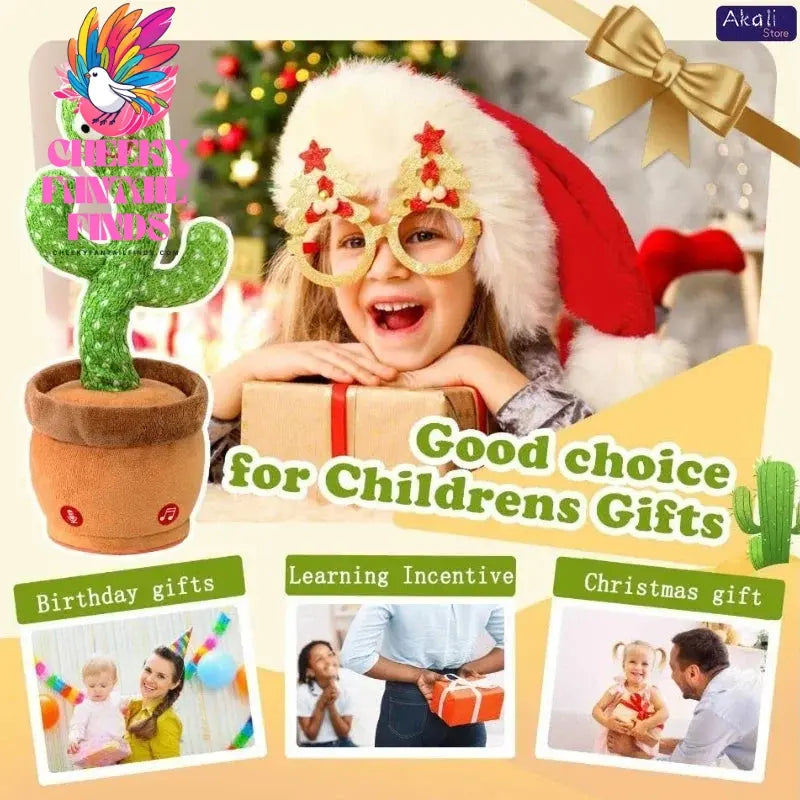 Talking Cactus Toy with LED 120 English Songs Singing Musical Toys Repeat What You Say Suitable for Babies and Toddlers Cheeky Fantail Finds