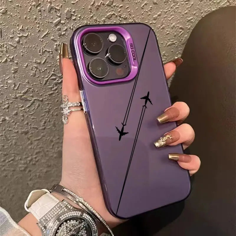 Travel-Inspired Airplane Route Design TPU Basic Case for iPhone 16 15 Pro Max 14 13 12 11 XS X XR 7 8 Plus Matte Hard Back Cover Cheeky Fantail Finds