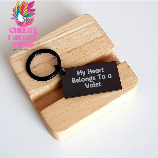 Valet-Themed Keychain, Funny Quote 'My Heart Belongs To A Valet', Gifts from Mom, for Valet, Unique Mother's Day Unique Gifts, Stainless Steel, Rust-Resistant Keychain - Image 2