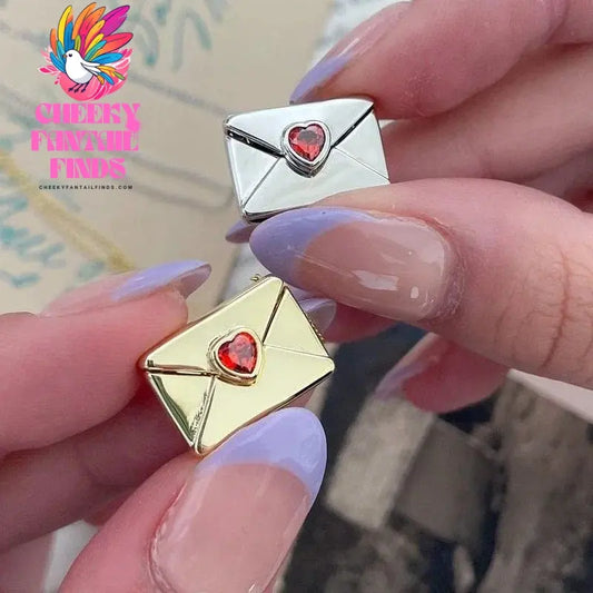 Vintage Heart Zircon Lettering I Love You Square Pendant Openable Envelope Necklace Stainless Steel Jewelry Valentine Day Gifts Cheeky Fantail Finds