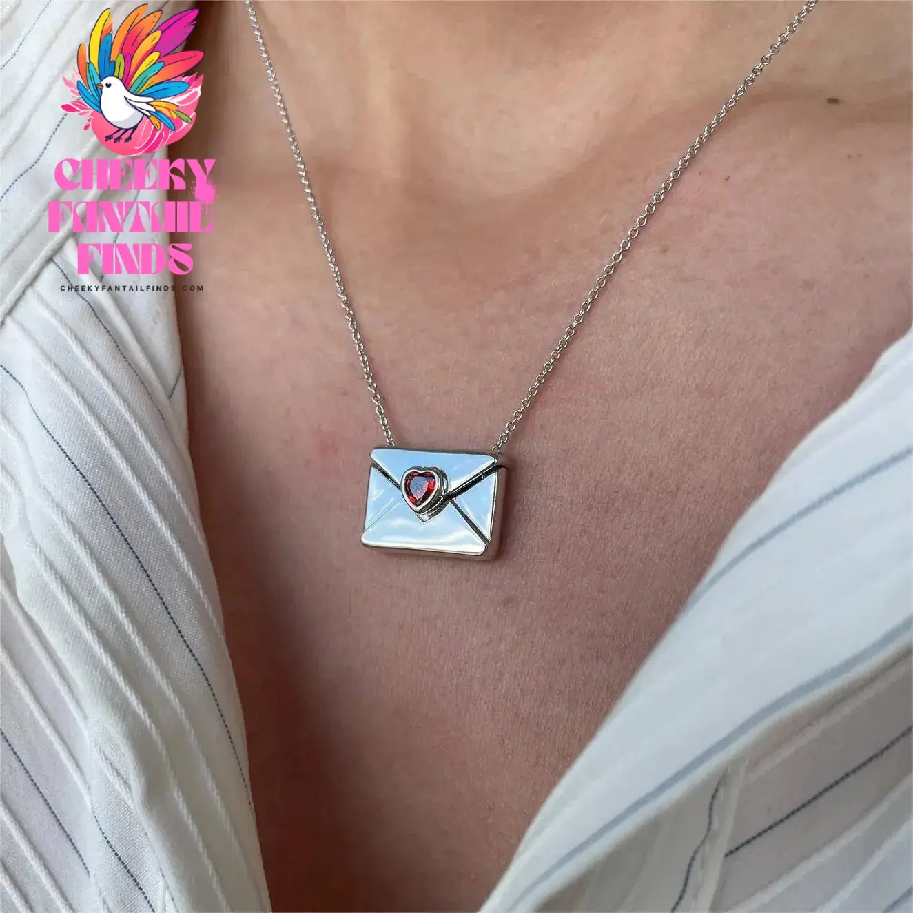 Vintage Heart Zircon Lettering I Love You Square Pendant Openable Envelope Necklace Stainless Steel Jewelry Valentine Day Gifts Cheeky Fantail Finds