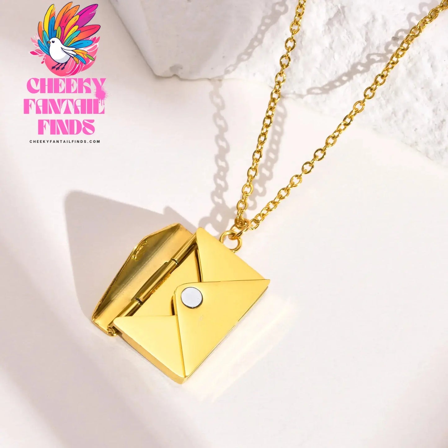 Vnox 2022 New Trendy Envelope Necklaces for Women Girls Jewelry, Gold Color Stainless Steel Email Pendant Collar Keepsake Gifts Cheeky Fantail Finds