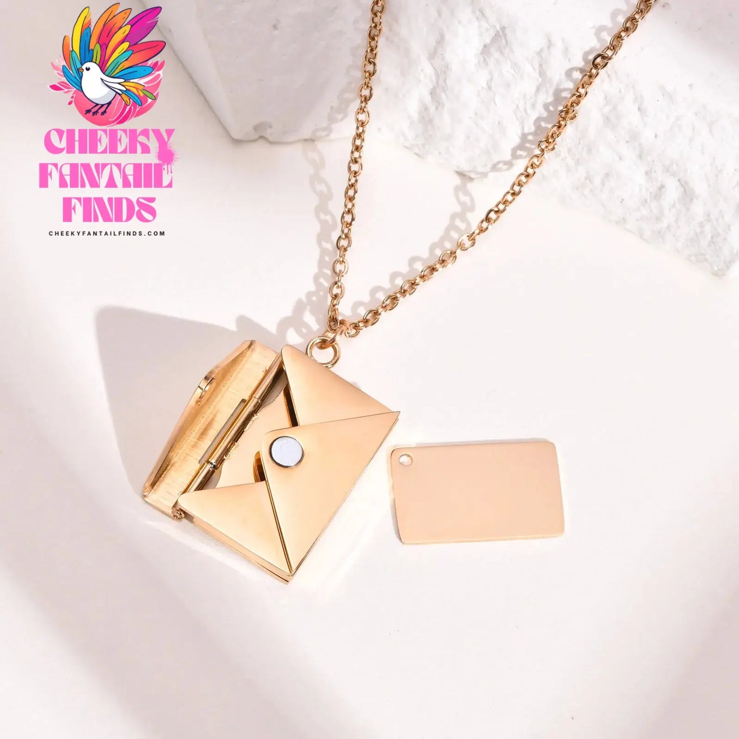 Vnox 2022 New Trendy Envelope Necklaces for Women Girls Jewelry, Gold Color Stainless Steel Email Pendant Collar Keepsake Gifts Cheeky Fantail Finds