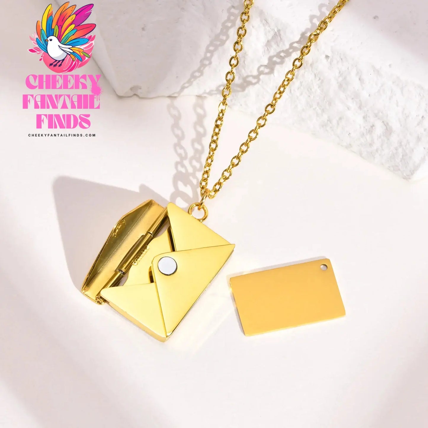 Vnox 2022 New Trendy Envelope Necklaces for Women Girls Jewelry, Gold Color Stainless Steel Email Pendant Collar Keepsake Gifts Cheeky Fantail Finds