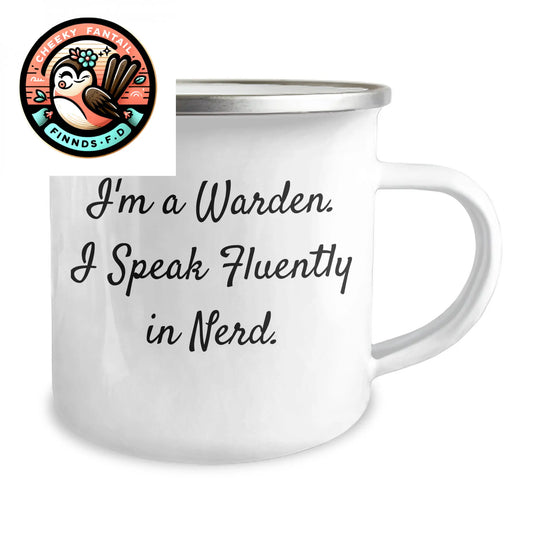 Warden Camping Mug, Funny Quote 'I'm A Warden. I Speak Fluently In genius.' Gifts from Men to Warden for Father's Day - Image 2