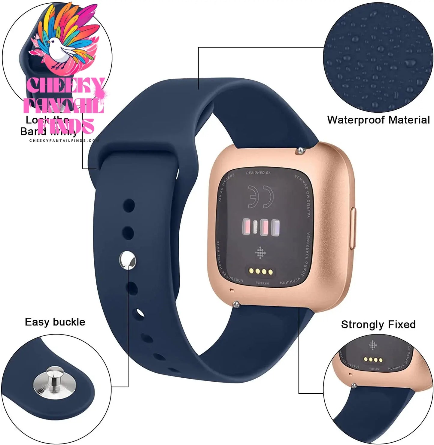 Watch Straps for Fitbit Versa 2 /Fitbit Versa /Versa Lite/Versa Special Edition,Silicone Watch Band for Fitbit Versa Smart Watch Cheeky Fantail Finds