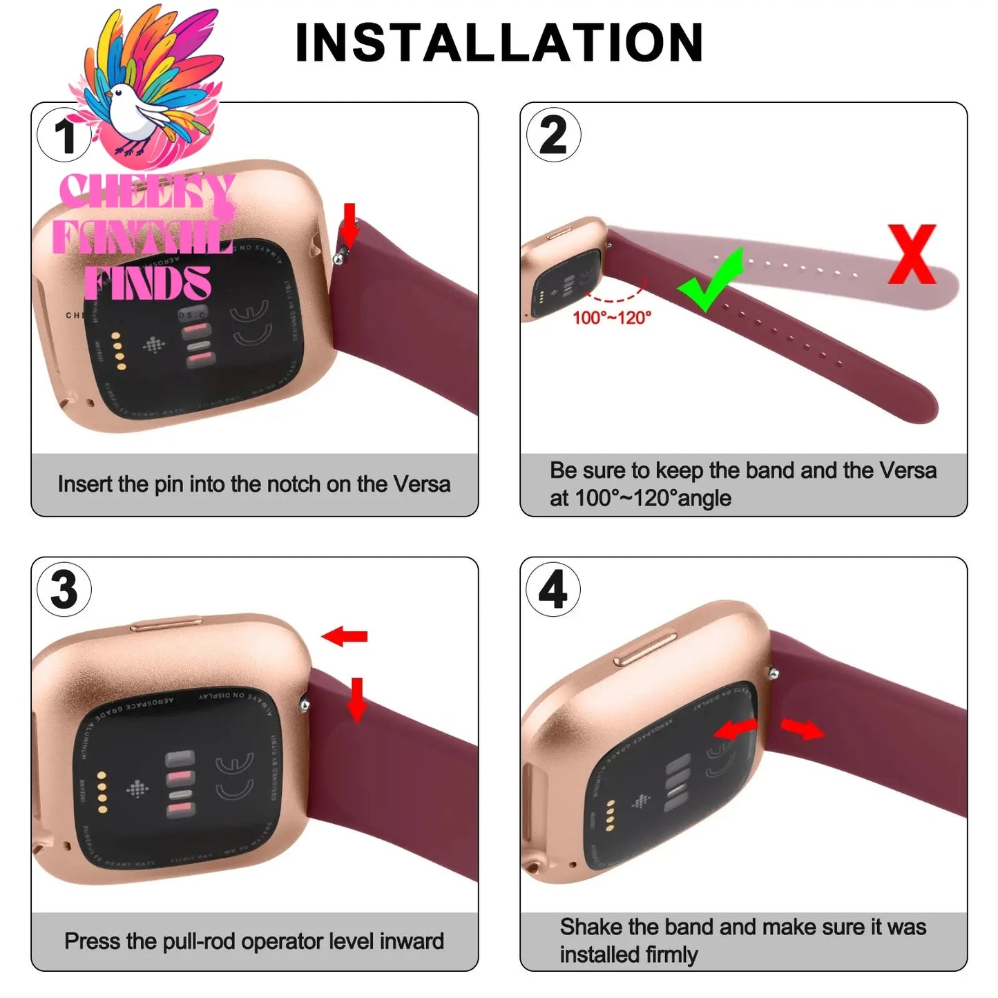 Watch Straps for Fitbit Versa 2 /Fitbit Versa /Versa Lite/Versa Special Edition,Silicone Watch Band for Fitbit Versa Smart Watch Cheeky Fantail Finds