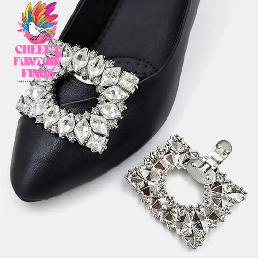 Wedding Shoe Decorations Clip Shiny Flower Charm Buckle Wedding Bride Glass Crystal High Heel Shoe Rhinestone Decorative Clamp Cheeky Fantail Finds