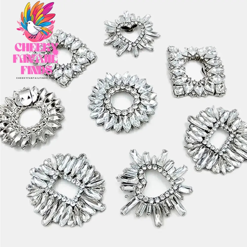 Wedding Shoe Decorations Clip Shiny Flower Charm Buckle Wedding Bride Glass Crystal High Heel Shoe Rhinestone Decorative Clamp Cheeky Fantail Finds