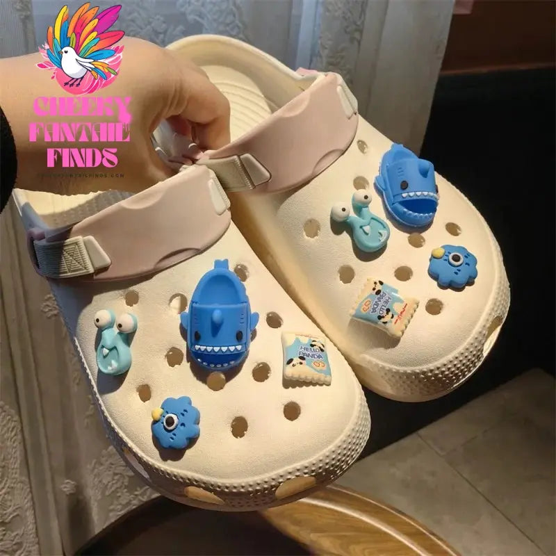 Whole Set Hot DIY Shoes Charms for DIY Cute cartoon shark Decoration Buckle for Shoe Charm Accessories Girls Gift Cheeky Fantail Finds