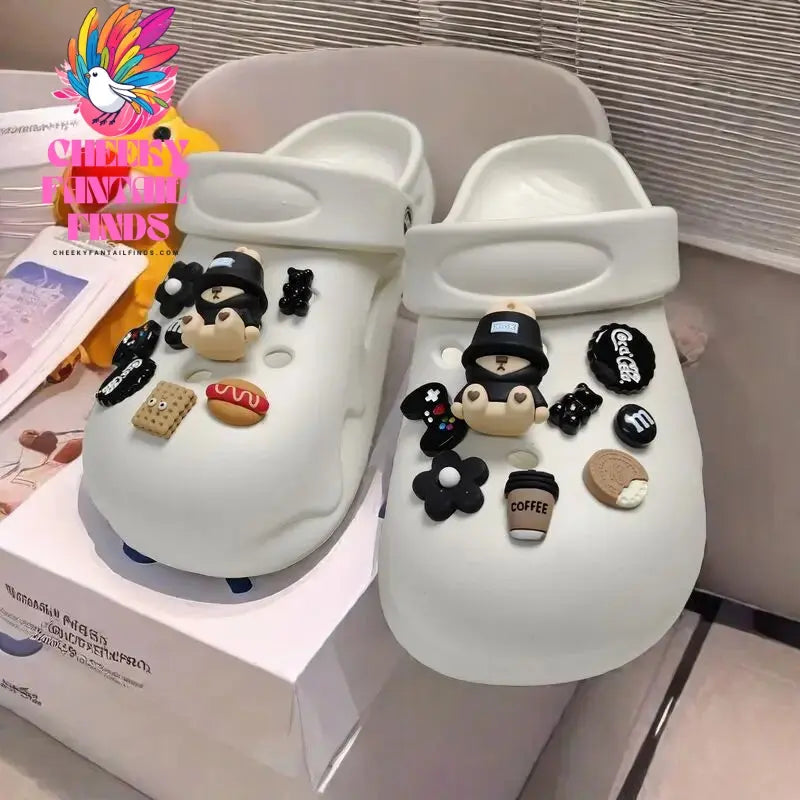 Whole Set Hot Sale DIY Hole Shoes Charms Cute Fisherman Bear Accessories Designer Quality Garden Shoe Decoration Girl Gift 2024 Cheeky Fantail Finds