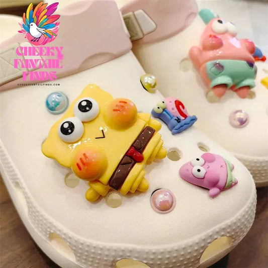 Whole Set Hot Sale DIY Hole Shoes Charms for Cute Cartoon Handmade Charms Designer Quality Garden Shoe Decoration Girl Gift Cheeky Fantail Finds