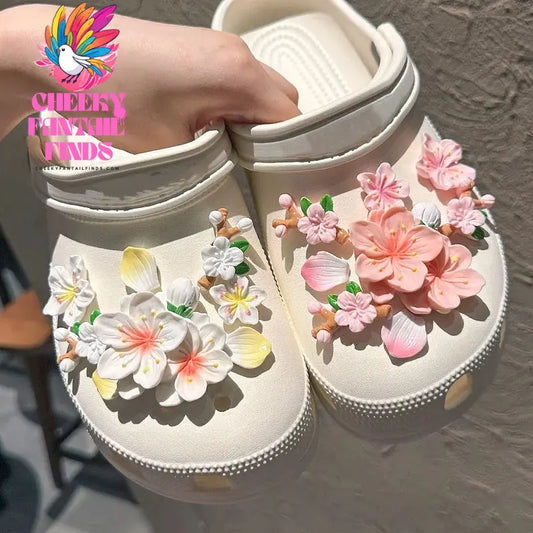 Whole Set Hot Sale DIY Shoes Charms for Branches and Flowers Hole Shoe Charms Designer Quality Garden Shoe Decoration Girl Gift Cheeky Fantail Finds