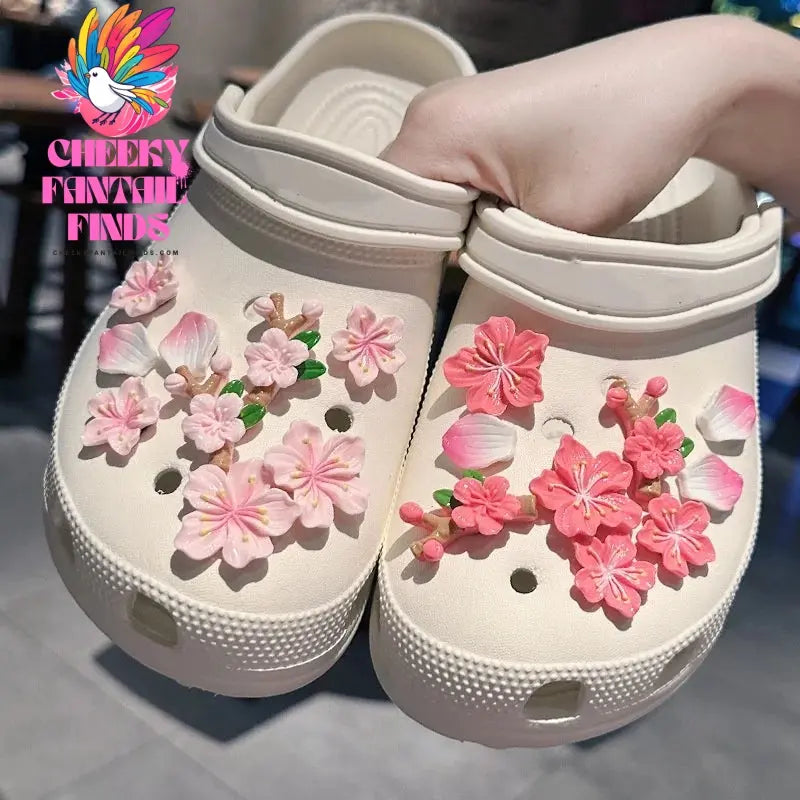 Whole Set Hot Sale DIY Shoes Charms for Branches and Flowers Hole Shoe Charms Designer Quality Garden Shoe Decoration Girl Gift Cheeky Fantail Finds