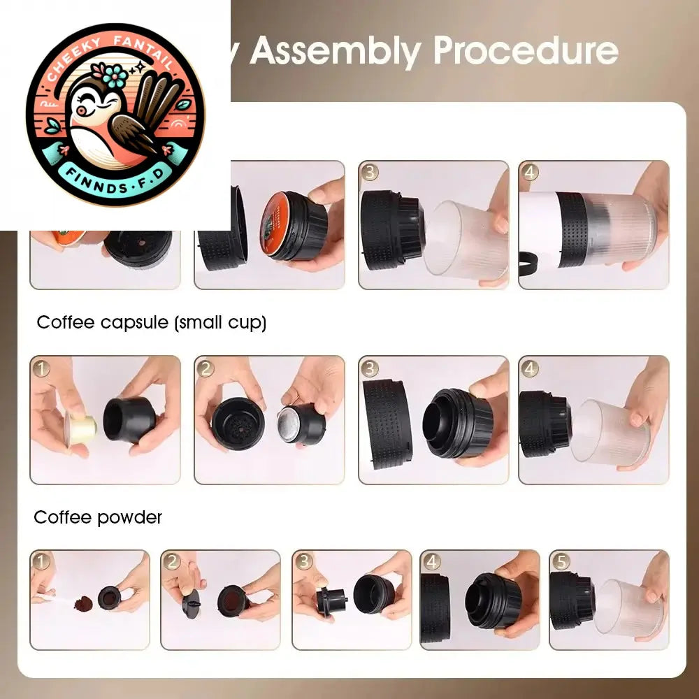 Wireless Electric Portable Espresso Coffee Machine for Car & Home Camping Coffee Maker 3-in-1 Capsule Powder Travel Coffee Maker Cheeky Fantail Finds