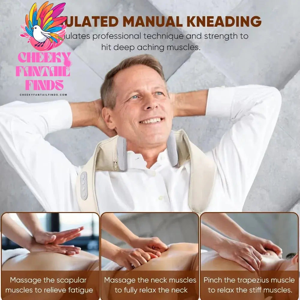 Wireless Neck And Back Massager Shoulder Kneading Massage Shawl Cervical Relaxing Trapezius Massager Cheeky Fantail Finds