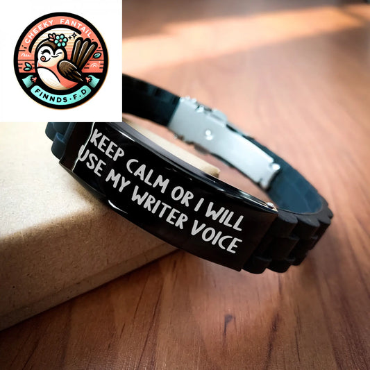 Writer's Humor Glide lock Clasp Bracelet, 'Keep Calm Or I Will Use My Writer Voice', Unique Father's Day Unique Gift for Men from Friends - Image 2