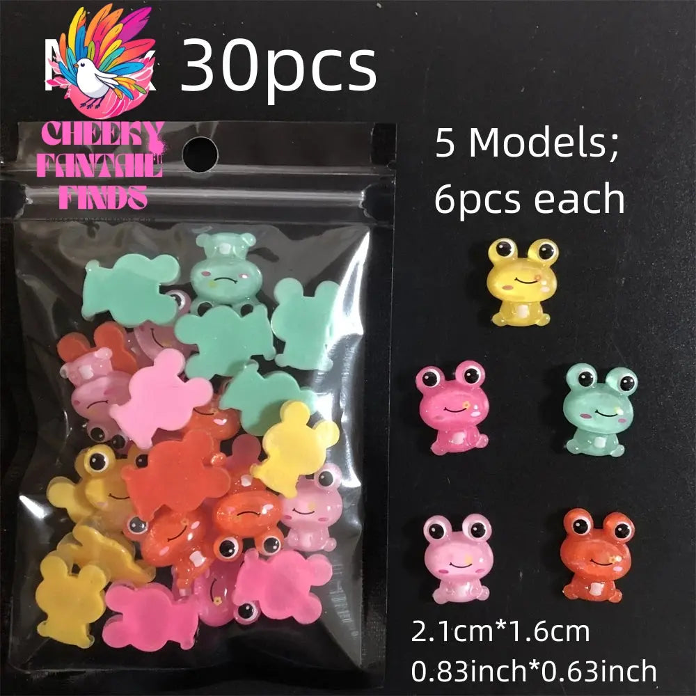 Y2K Hot Pink 30pcs Mix Heart Bear Candy Loiipop Resin Parts Handmade Phose Case Hair Girls Long Nail Art Big Decoraiton Charms Cheeky Fantail Finds