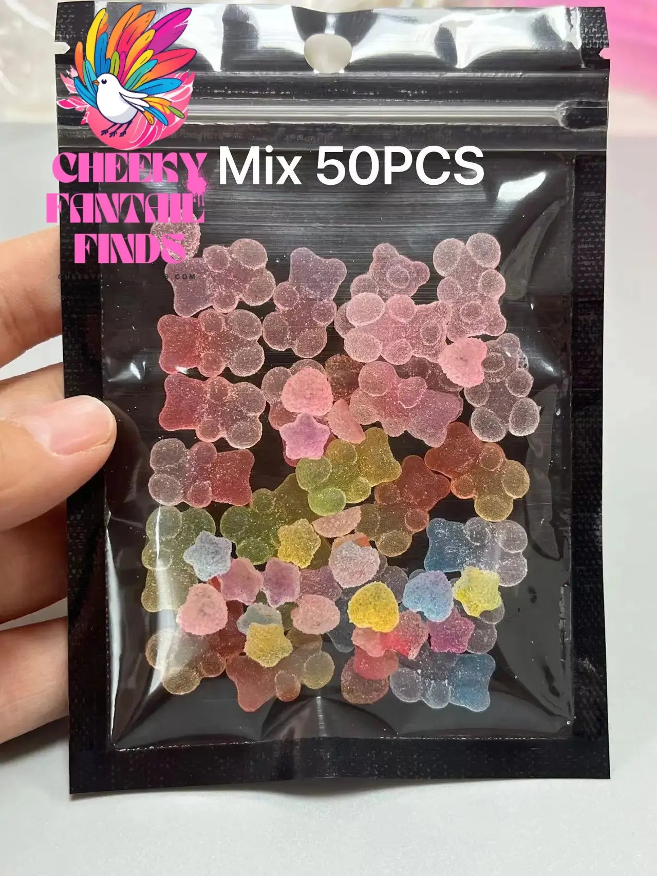 Y2K Hot Pink 30pcs Mix Heart Bear Candy Loiipop Resin Parts Handmade Phose Case Hair Girls Long Nail Art Big Decoraiton Charms Cheeky Fantail Finds