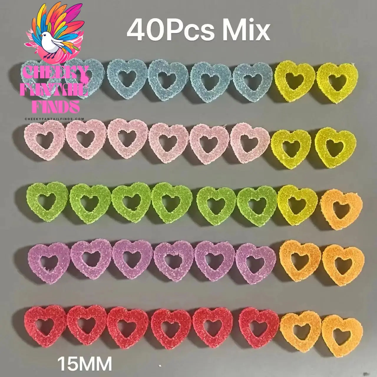 Y2K Hot Pink 30pcs Mix Heart Bear Candy Loiipop Resin Parts Handmade Phose Case Hair Girls Long Nail Art Big Decoraiton Charms Cheeky Fantail Finds