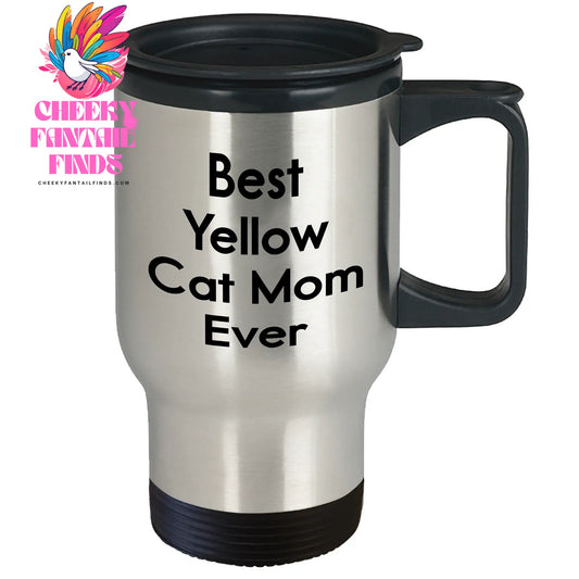 Yellow Cat Mom Ever Funny Quote Gift for Dad's Special Day - Unique Father's Day Unique Gifts for Yellow Cat Lovers - Best Yellow Cat Mom Ever Quote Travel Mug - Image 2