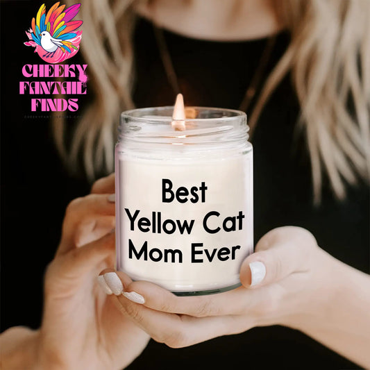 Yellow Cat Mom Ever Gifts | 9oz Vanilla Soy Candle for Dad on Father's Day, Funny Inspirational Quote for Best Yellow Cat Mom Gifts for Him, Unique Gift Ideas for Dad from Mom on Father's Day - Image 2