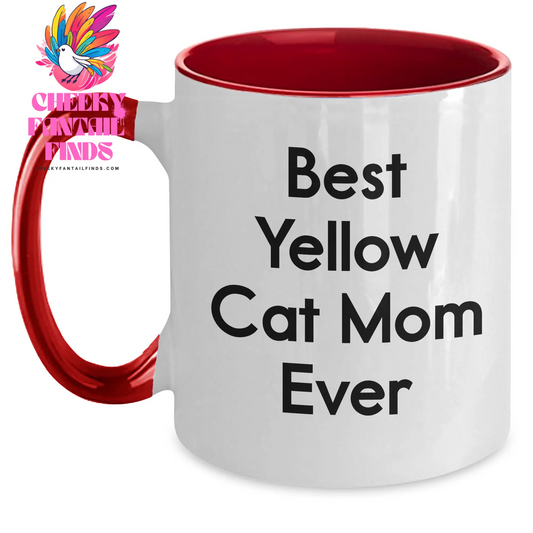 Yellow Cat Mom Ever Gifts for Him - Funny Best Yellow Cat Mom Ever Two Tone Coffee Mug - Unique Father's Day Unique Gifts for Dad from You - Main