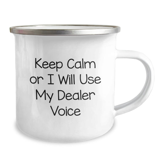 Funny Dealer Gifts from Men, Funny Camping Mug for Dealer, Keep Calm Or I Will Use My Dealer Voice Graduation Unique Gifts - Image 2