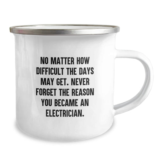 Inspirational Electrician Gifts from Friends - No Matter How Difficult, Electrician Camping Mug for Graduation, Gifts for Electrician Men - Image 2