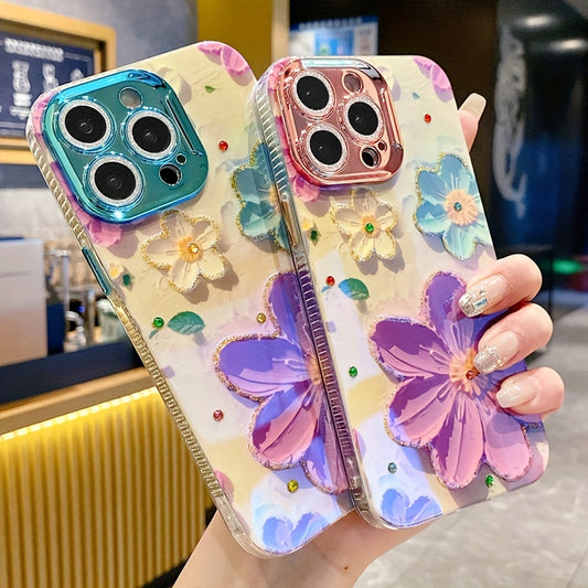Xiaobai Blue And Purple Flower Phone Case New Fashion Trend Full Package Shockproof Creative Phone Case Suitable For IPhone 15, IPhone 15 Pro, IPhone 15 Pro Max, IPhone 14, IPhone 14 Pro, IPhone 14 Pro Max, IPhone 13, IPhone