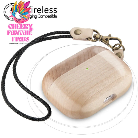 for Airpods Pro AirPods 3 2021 - Cover Case Protector Skin with Wireless Charging Case Made of Unique Wood for Airpods 1/2 Cheeky Fantail Finds