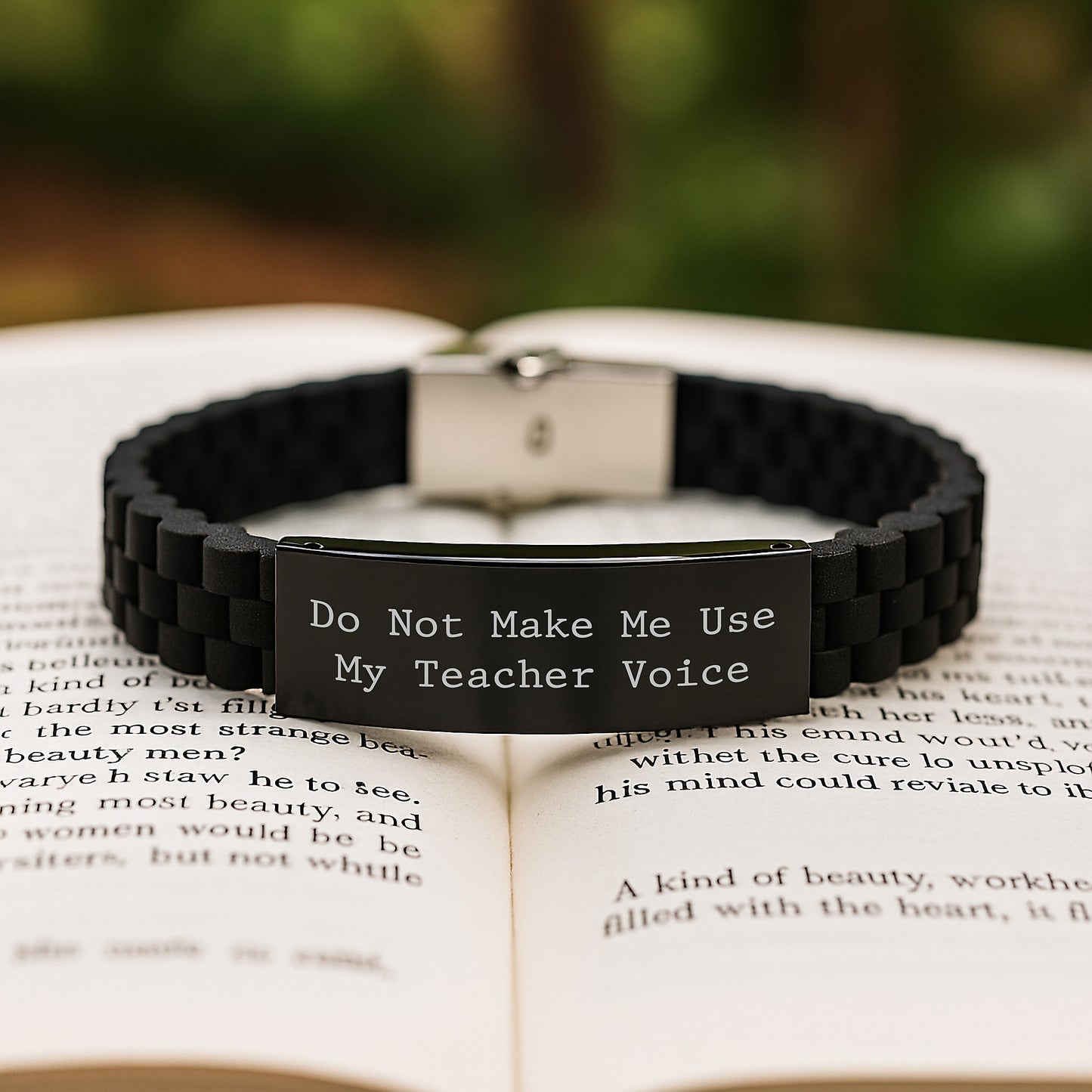 Teacher Humor Gifts from Friends - Do Not Make Me Use My Teacher Voice Glide lock Clasp Jewelry for Teacher Graduation Unique Gifts - Image 2