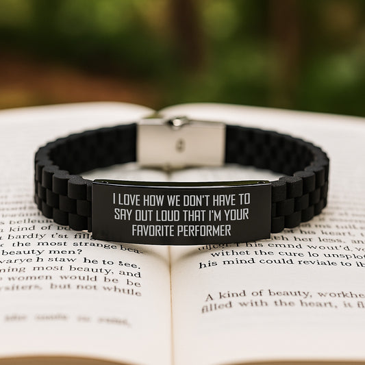Performer Gifts from Friends and Family, Funny Quote Glide lock Clasp Black Stainless Steel Silicone Adjustable Graduation Gifts for Performer, Unique Inspirational Encouragement - Image 2