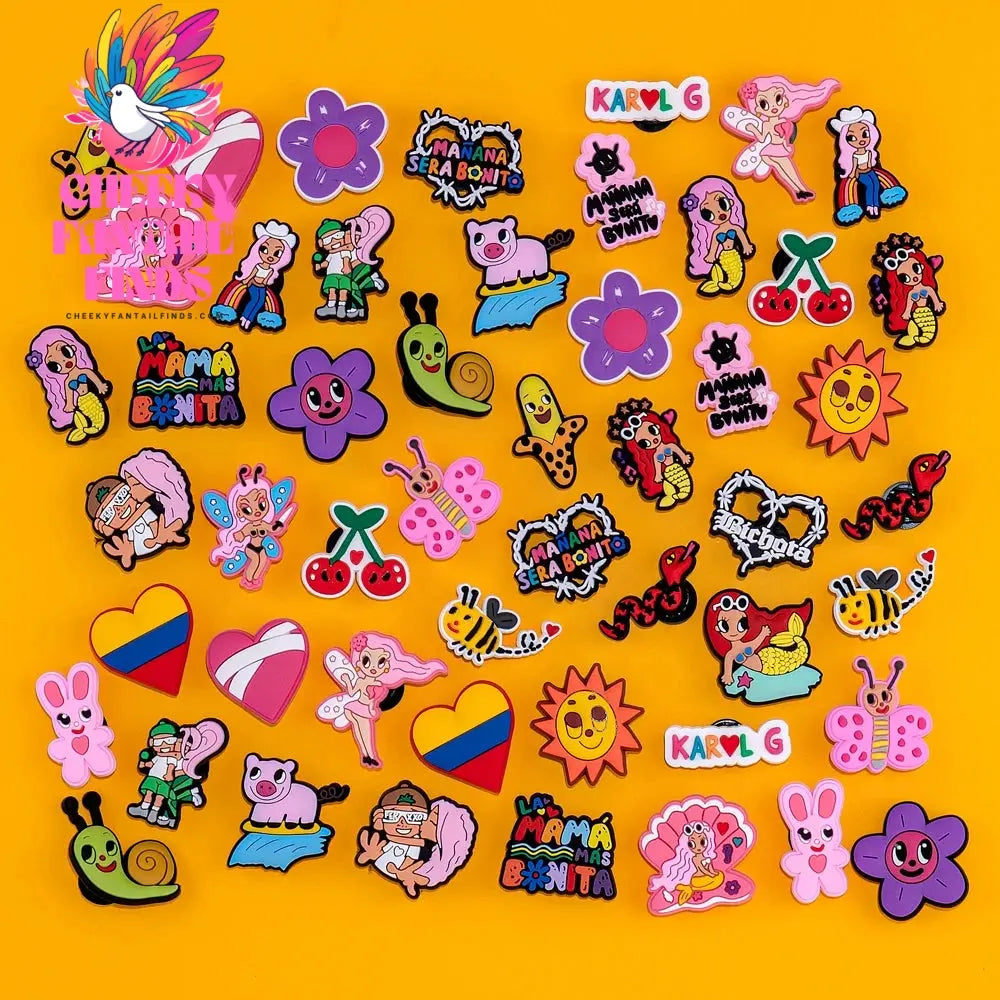 mix50pcs Karol G Clog Charms Mermaids Butterfly Snake Bee Shoe Clips Decorations Pins for Sneakers Heart Shoe Accessories Gift Cheeky Fantail Finds