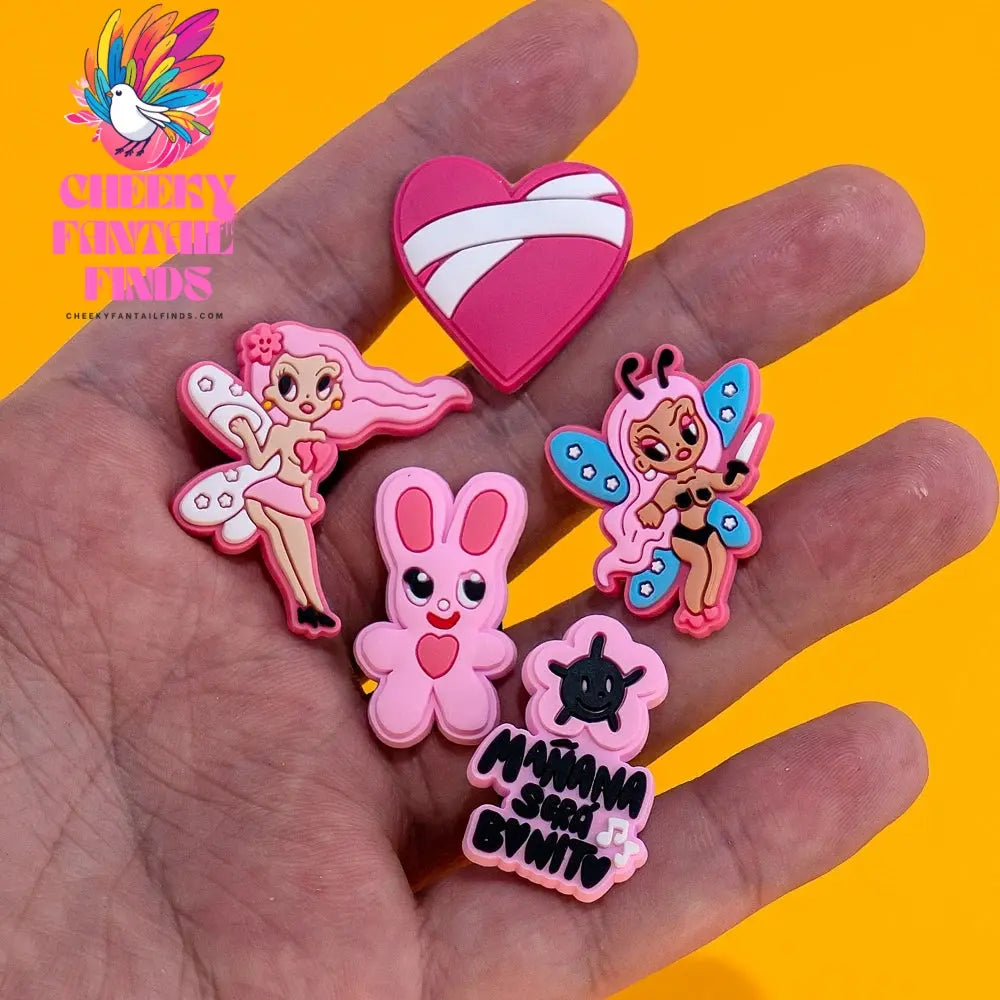 mix50pcs Karol G Clog Charms Mermaids Butterfly Snake Bee Shoe Clips Decorations Pins for Sneakers Heart Shoe Accessories Gift Cheeky Fantail Finds