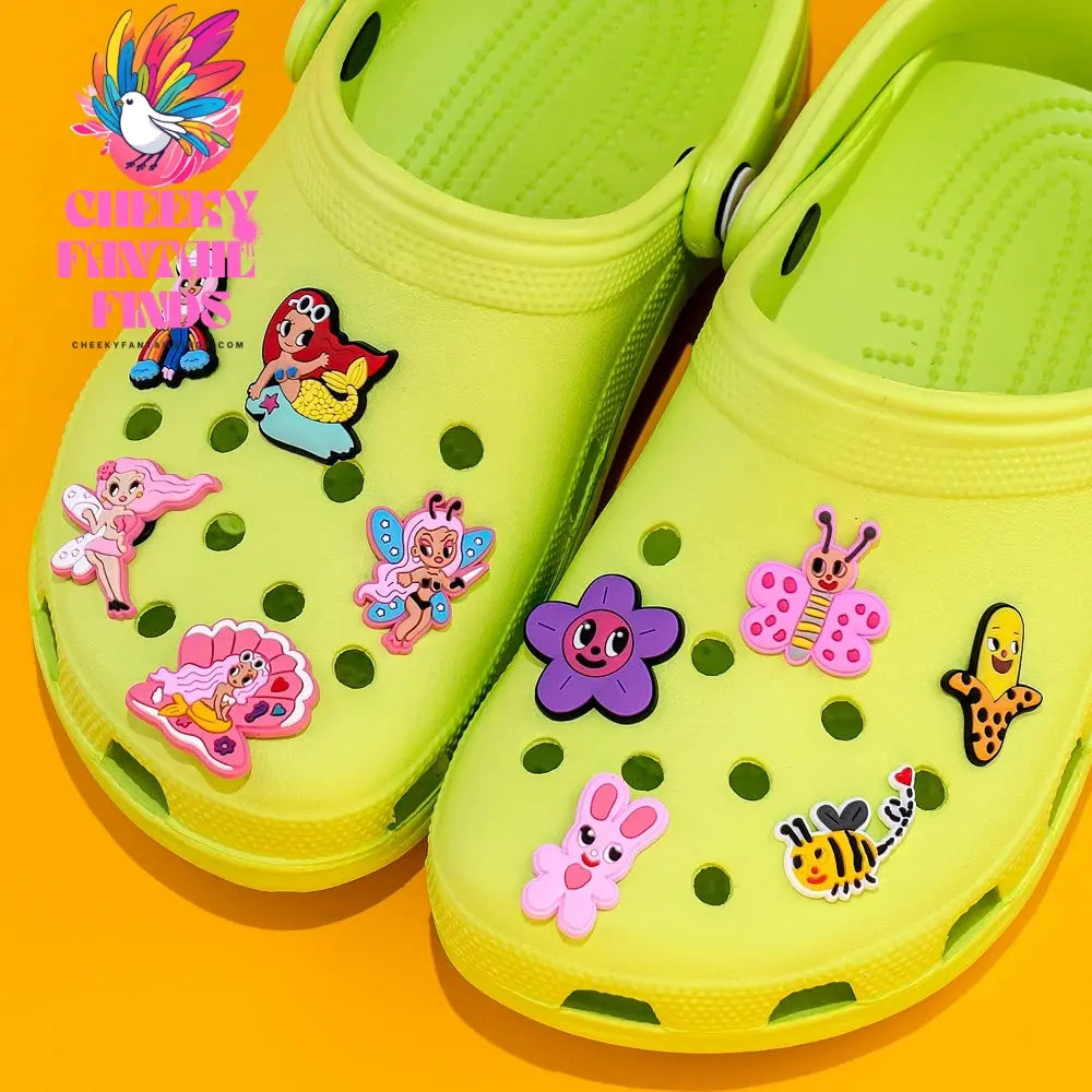mix50pcs Karol G Clog Charms Mermaids Butterfly Snake Bee Shoe Clips Decorations Pins for Sneakers Heart Shoe Accessories Gift Cheeky Fantail Finds