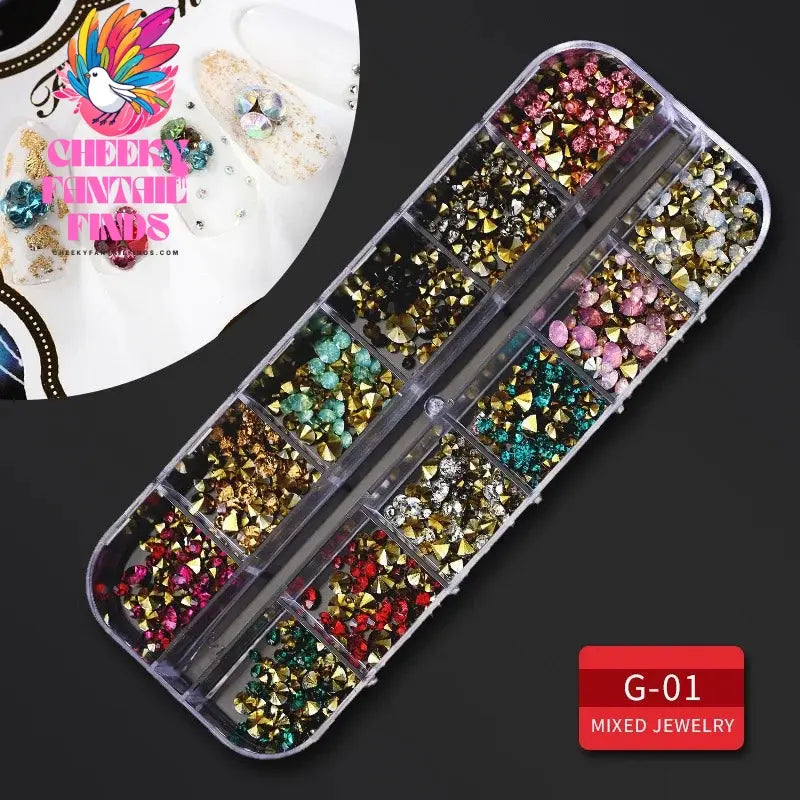 nail parts nail art glitter rhinestone Crystal gems jewelry Bead Manicure decoration accessories nail supplies for professionals Cheeky Fantail Finds