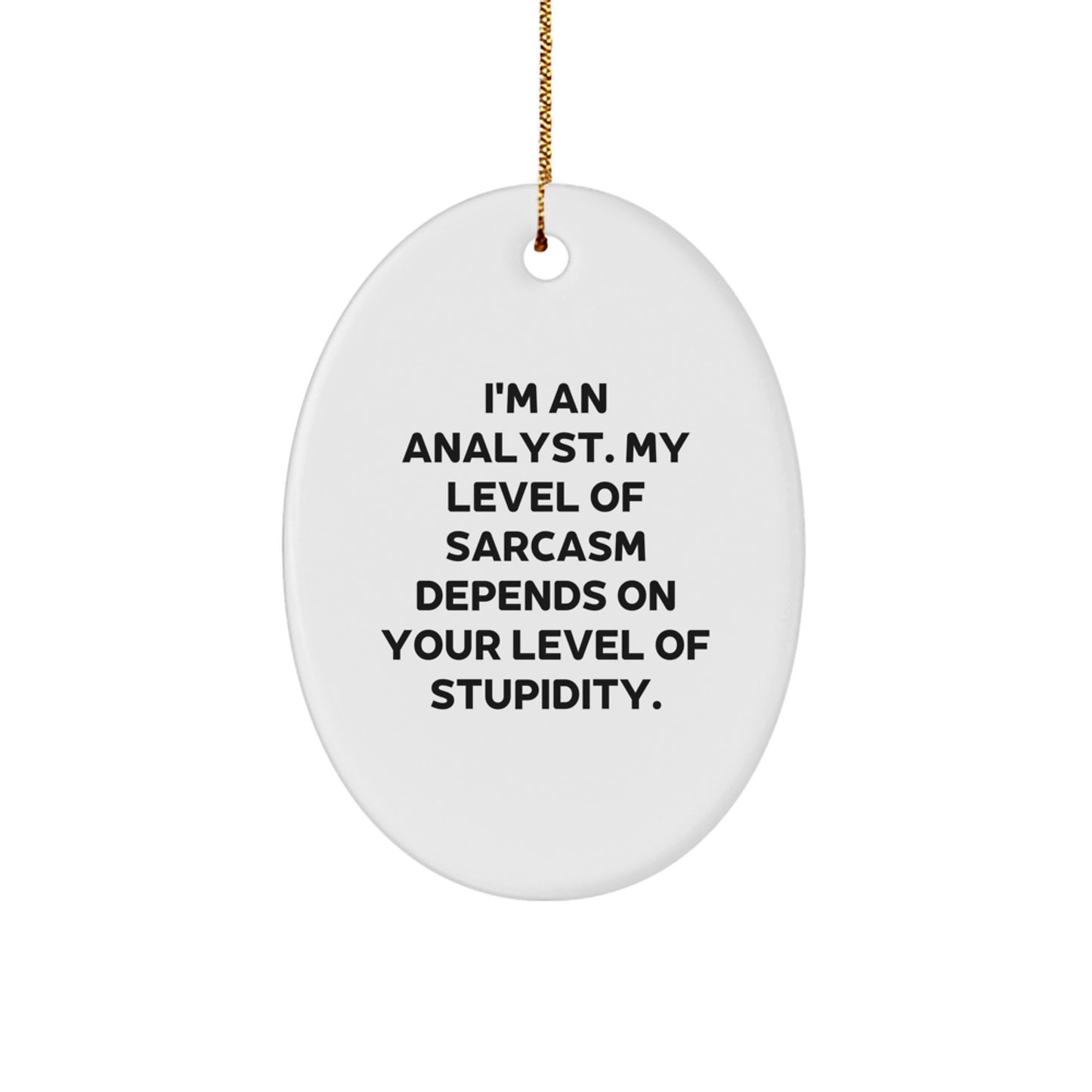 Funny Analyst Gifts from Friends for Christmas - Oval Ornament with Sarcasm Quote - Image 1