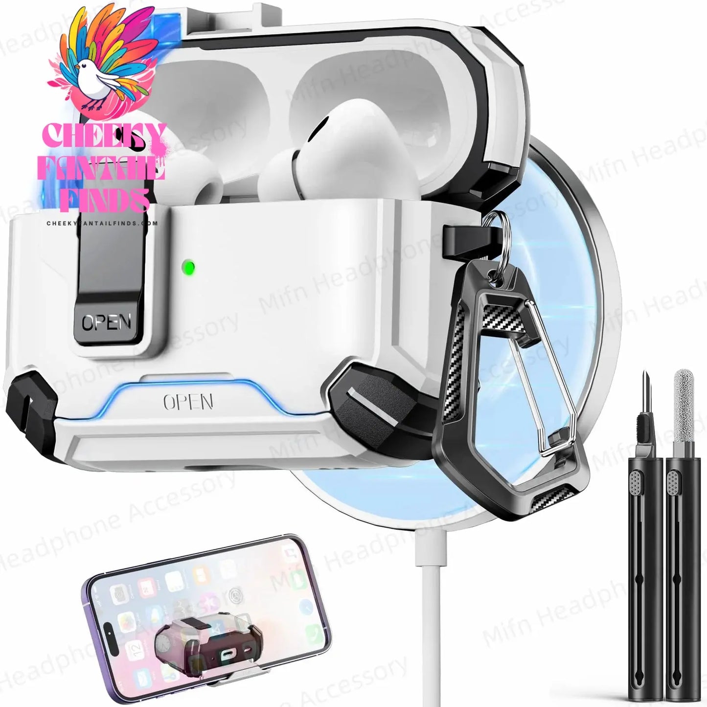 【with Invisible Phone Stand】Secure Lock Case for AirPods Pro Case Cover Magnetic Case For Apple AirPod 4 Wireless Charing Case Cheeky Fantail Finds