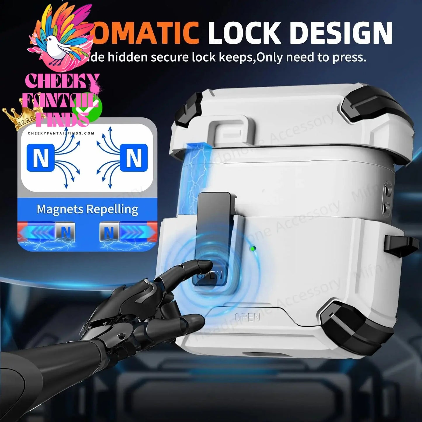 【with Invisible Phone Stand】Secure Lock Case for AirPods Pro Case Cover Magnetic Case For Apple AirPod 4 Wireless Charing Case Cheeky Fantail Finds