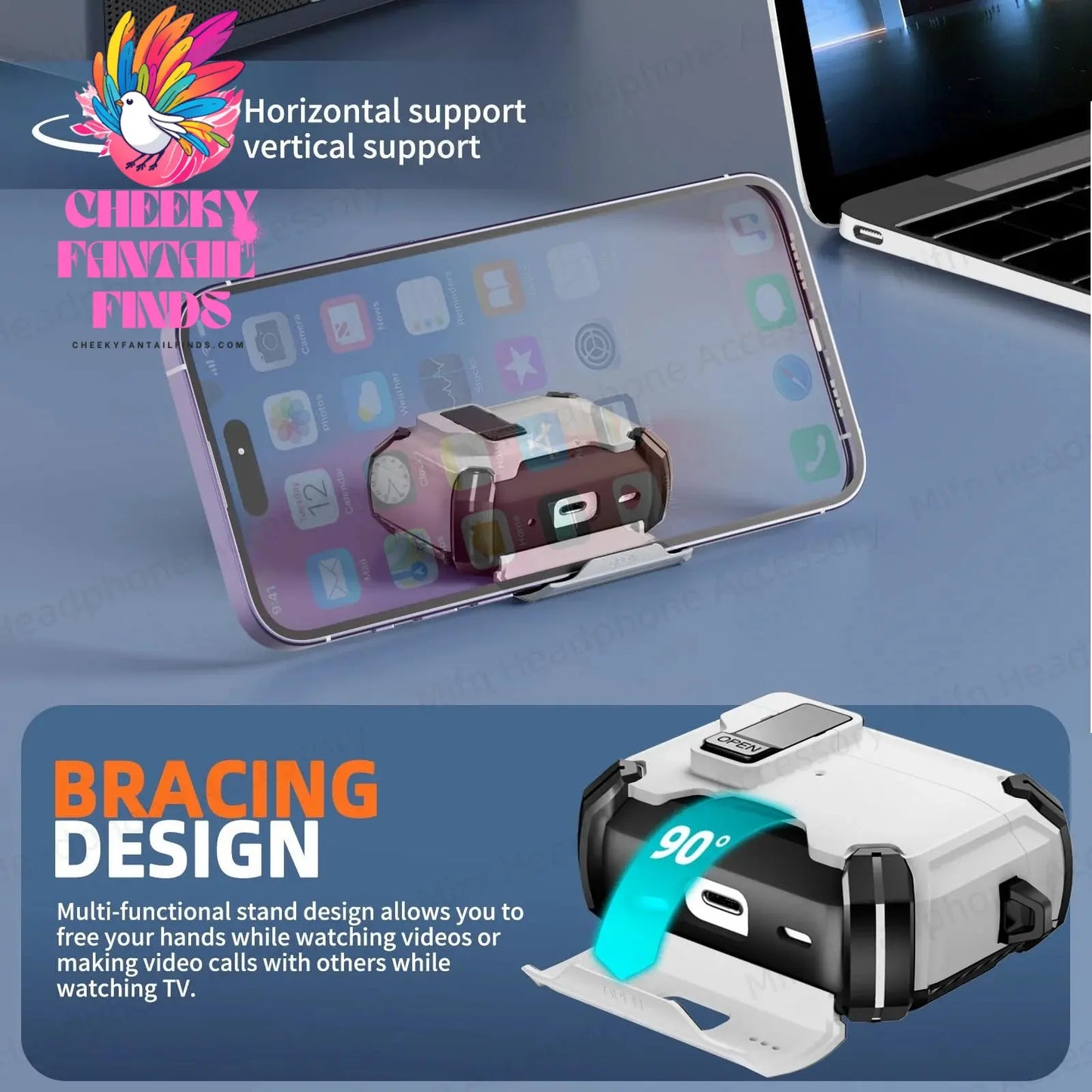 【with Invisible Phone Stand】Secure Lock Case for AirPods Pro Case Cover Magnetic Case For Apple AirPod 4 Wireless Charing Case Cheeky Fantail Finds
